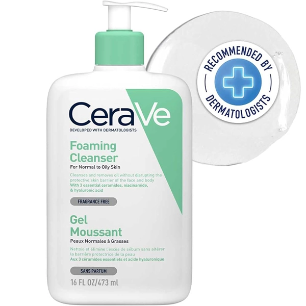 فوم شستشوی صورت سراوی اصل پوست نرمال تا چرب 473 میل سایز بزرگ | CeraVe Foaming Cleanser For Normal to Oily Skin 473ml